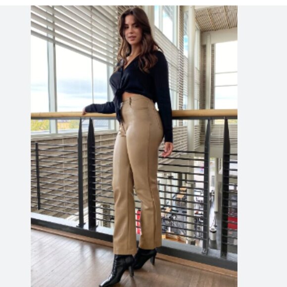 Aritzia Wilfred The Melina Pant High Waisted Vegan Leather Pants Constant Camel - Picture 6 of 13